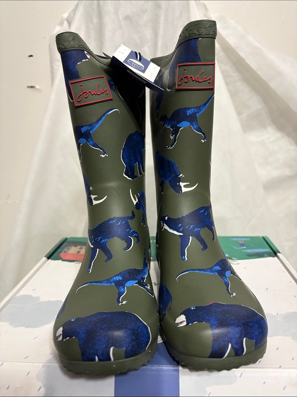 Joules Kids Olive Green Rain Boots size US 2 NWT